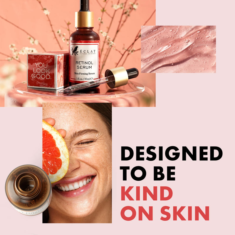 Eclat Skincare Retinol Serum + Hyaluronic Acid Serum Set – Anti Aging Retinol with Vitamin E + 2.5% Hyaluronic Acid with B5, Green Tea & Jojoba – Hydrating, Nourishing & Plumping Duo 1 fl oz each