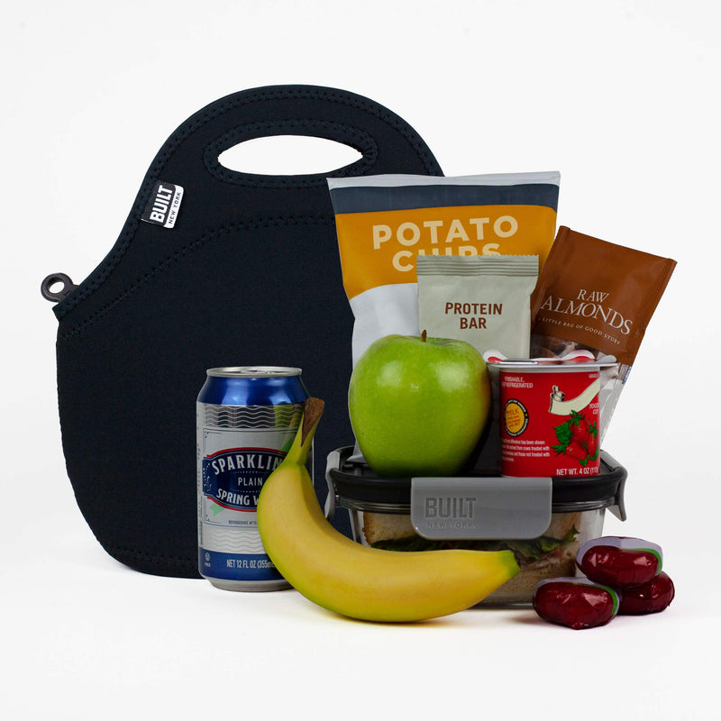 [Australia] - BUILT LB31-BLK Gourmet Getaway Soft Neoprene Lunch Tote Bag - Lightweight, Insulated and Reusable, One Size, Black 