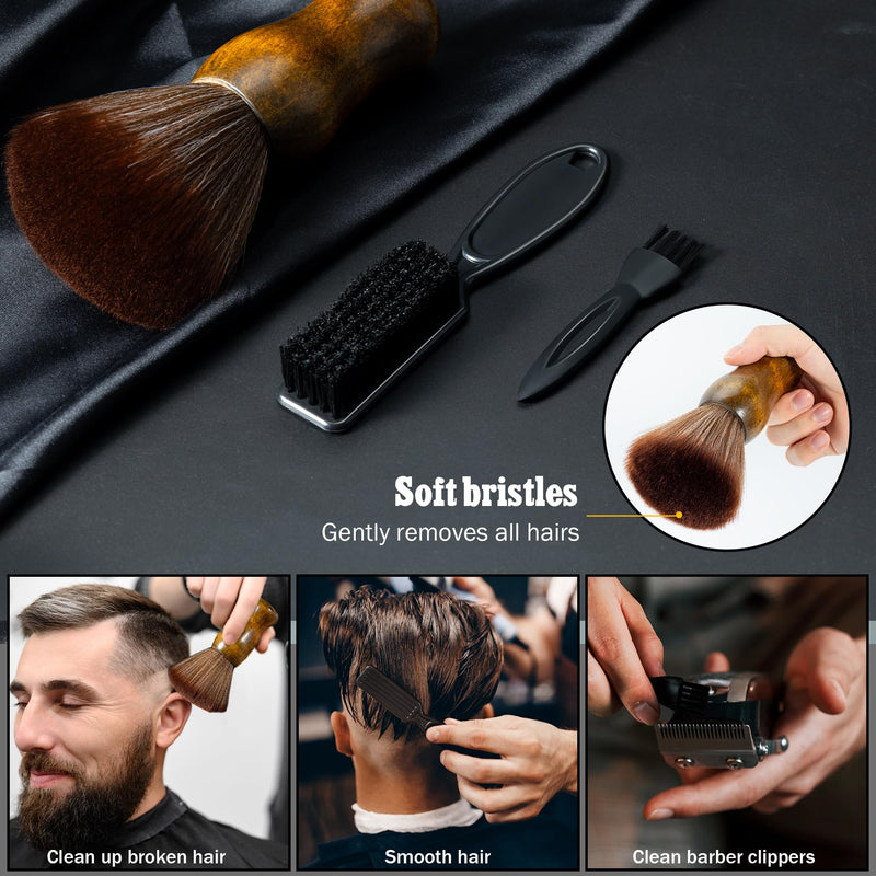 [Australia] - SALONSILK 13PCS Hair Cutting Shaving Brush and Comb Set, Professional Barber Combs for Hair Stylist, Premium Grade Barber Brush Neck Duster, Fading Comb Barber Clipper Comb Hair Dressing Brown 