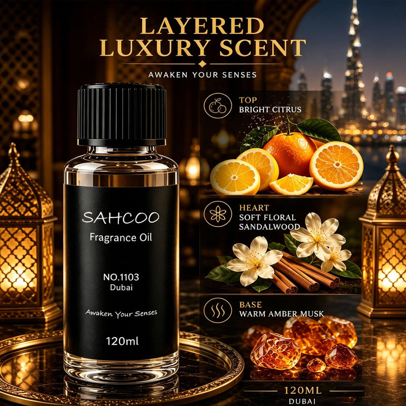 Hotel Diffuser Oil, Hotel Scent Fragrance Oil for Cold Air and Waterless Diffusers, 120 ml, Premium Aroma Oil for Home, Hotel, Office and Bedroom（No.1103 Dubai） No.103 Dubai