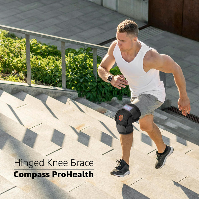 [Australia] - Hinged Knee Brace – Dual Metal Hinges, Silicone Patella Support, Easy Pull Tabs – Pain Relief for ACL, MCL, Meniscus, Arthritis, Post-Surgery(Large) Large 