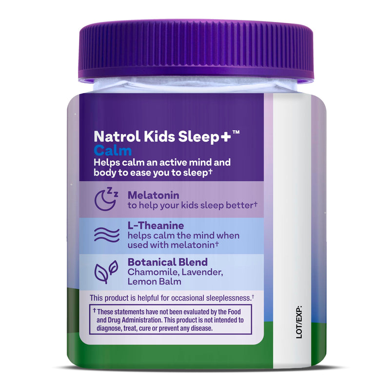 Natrol Kids Sleep+ Calm, Melatonin and L-Theanine, Supplement for Restful Sleep and Calming, Sleep Gummies for Kids, 60 Strawberry-Flavored Melatonin Gummies, 60 Day Supply 60 Count (Pack of 1)