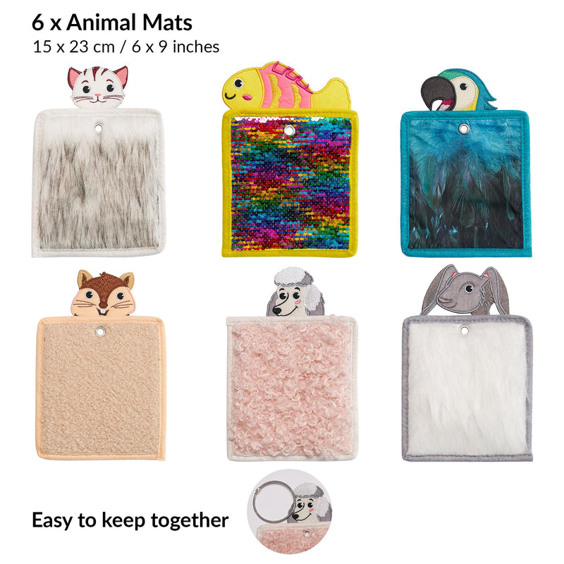 [Australia] - Sensory Mats | Sensory Wall Panel for Kids | Sensory Tiles Pets 6-Pack | Toddler Classroom Must Haves | Sensory Mats for Autistic Children | Tactile Sensory Toys | Texture Fabric 