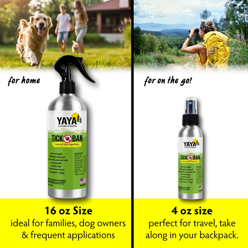 [Australia] - Yaya Organics Tick Ban | Extra Strength Tick Repellent Made with Essential Oils and All Natural, DEET Free Ingredients | Proven Effective, Safe for Adults, Kids and Dogs | 4 Ounce 2 Pack 