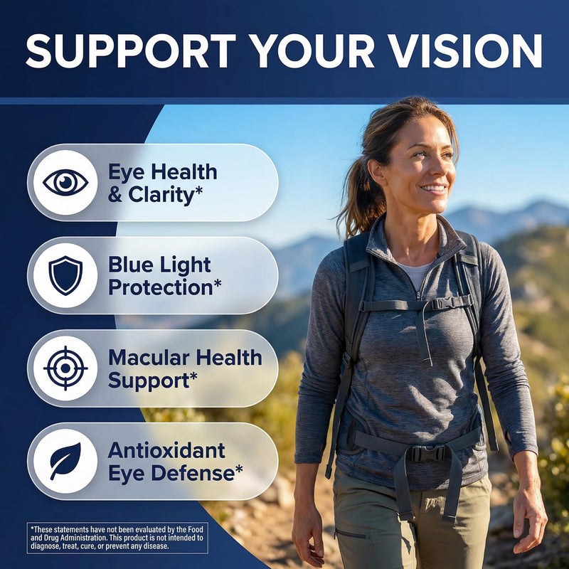Clean Nutra Lutein and Zeaxanthin Eye Vitamins Gummies + Bilberry for Eyes Vision Support Ginkgo Biloba Marigold, Vitamin B12 Flaxseed Black Pepper CoQ10 Vitamin A l 60 Count B OcuFlow