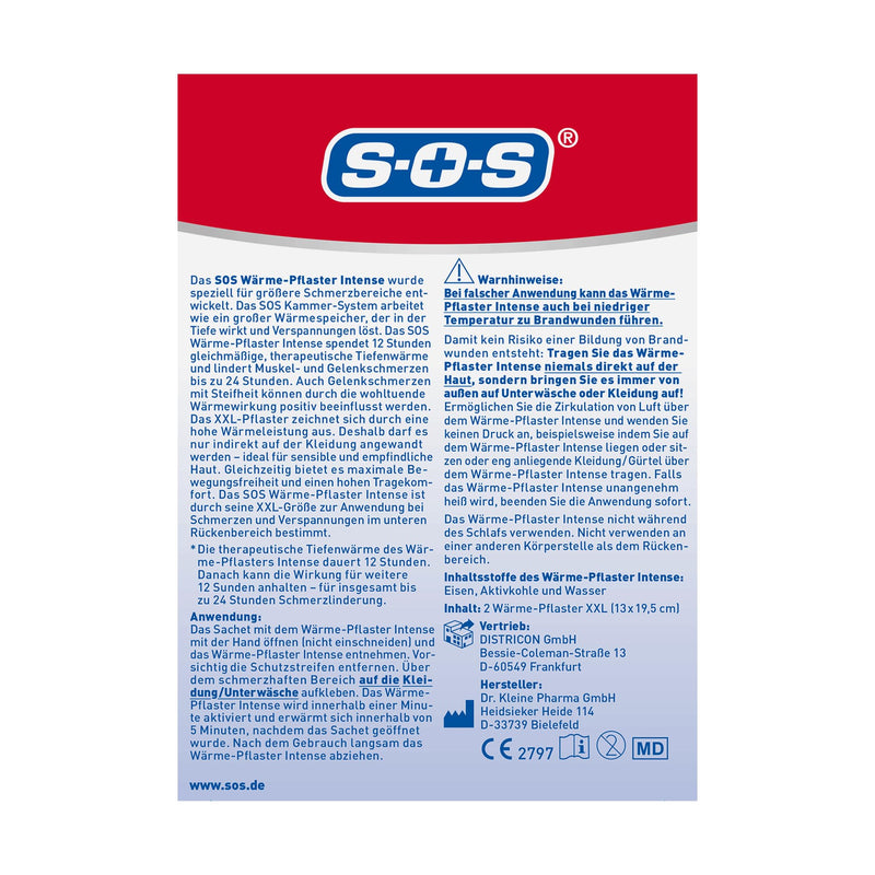 [Australia] - SOS heat patch INTENSE | extra strong XXL heat plasters | relieves cramped muscles and back tension Back pain 5x2 heat pads 13x19.5 cm (pack of 5) 