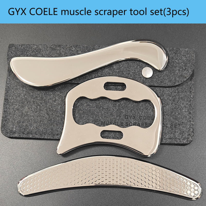 [Australia] - 3 in 1 Professional IASTM Massage Tool Set, Stainless Steel Muscle Scraper, Physical Therapy Tools for Soft Tissue GYX COELE-03 