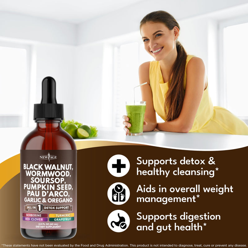 [Australia] - Black Walnut Wormwood Cleanse Drops - Liquid Soursop, Garlic, Pumpkin Seed, PAU D'Arco, Oil of Oregano, Turmeric, Berberine, Neem Extract, Hull Bark, Tincture - 8oz 8 Fl. Oz (Pack of 4) 