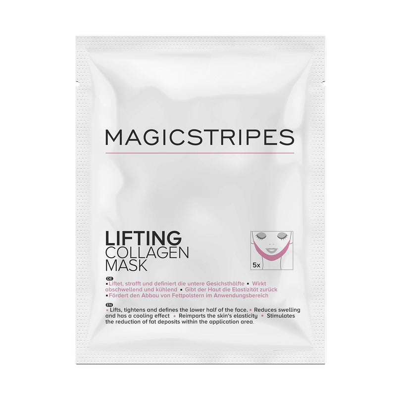 MAGICSTRIPES Lifting Collagen Mask - V Line Mask, Double Chin Reducer Lifting Face Mask, V Shape Slimming Facial Mask (BOX - 5 Masks) BOX - 5 Masks