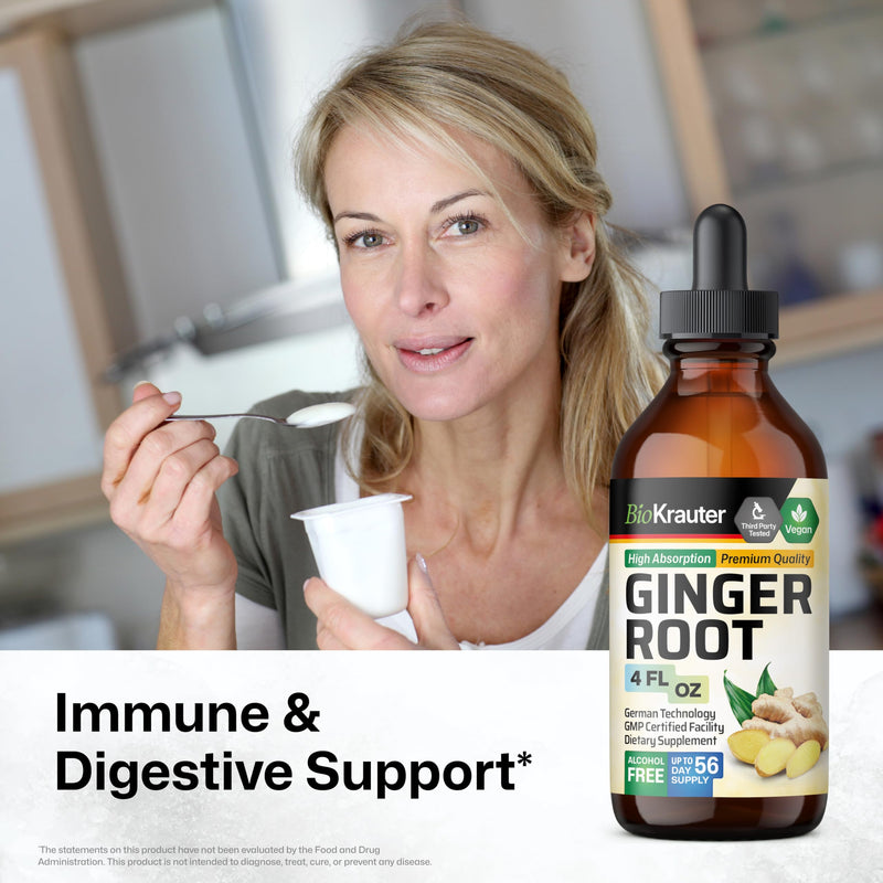 [Australia] - Ginger Root Tincture - Organic Ginger Root Extract - Natural Ginger Supplements for Overall Wellness - Alcohol and Sugar Free - Vegan Drops 4 Fl.Oz. 4 Fl Oz (Pack of 1) 