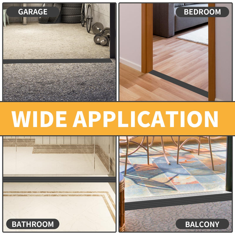 [Australia] - Rubber Door Threshold Ramp Self-Adhesive Rubber Ramp for Door Threshold 2/5 Inch Rise for Wheelchair Scooter Doorway Floor Tile Threshold Transition Strip Reducer (Black, 2 in Wide x 3.3 Ft Long) 2/5”Rise - 3.3Ft Long Black 