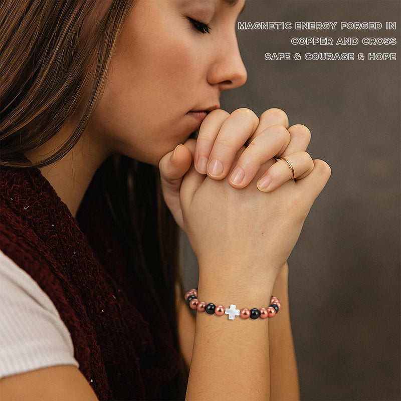 [Australia] - Copper Bracelets for Women and Men, Magnetic Bracelets for Women and Men with 3500 Gauss Magnetic Beads 99.9% Pure Cooper Christian Jewelry Pulsera de Cobre Para Hombres Copper Jewelry Women 6.5"-8" 