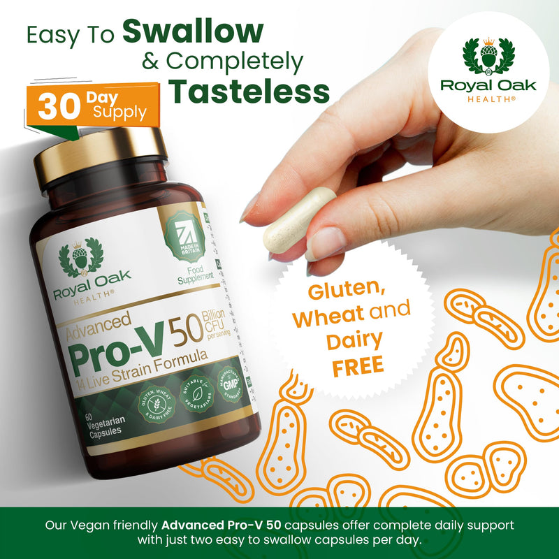 Advanced Pro-V – 50 Billion CFU | 14-Strain Probiotic Formula with Clinically Informed Species | 60 Vegetarian Capsules | UK Made | Gut & Immune Support | Non-GMO