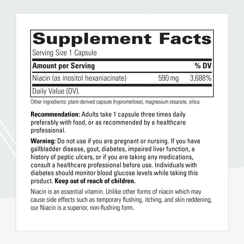 Integrative Therapeutics Flush-Free Niacin - Cellular Energy Support* - Helps Convert Food to Energy* - Vegan, Gluten & Dairy-Free - 60 Capsules (60 Servings) Standard Packaging
