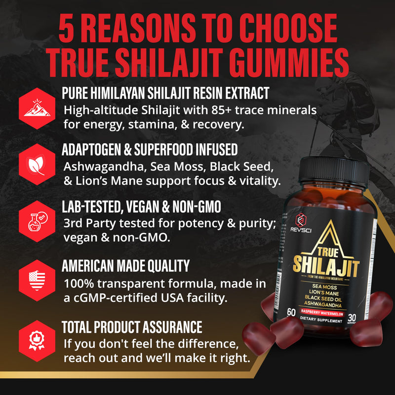 [Australia] - Himalayan Natural Shilajit Gummies for Men ‚Äì Made in USA, True Gold Pure Himalayan Shilajit for Men Gummies, Energy & Focus Support with Ashwagandha & Sea Moss, Vegan, 60 Count 