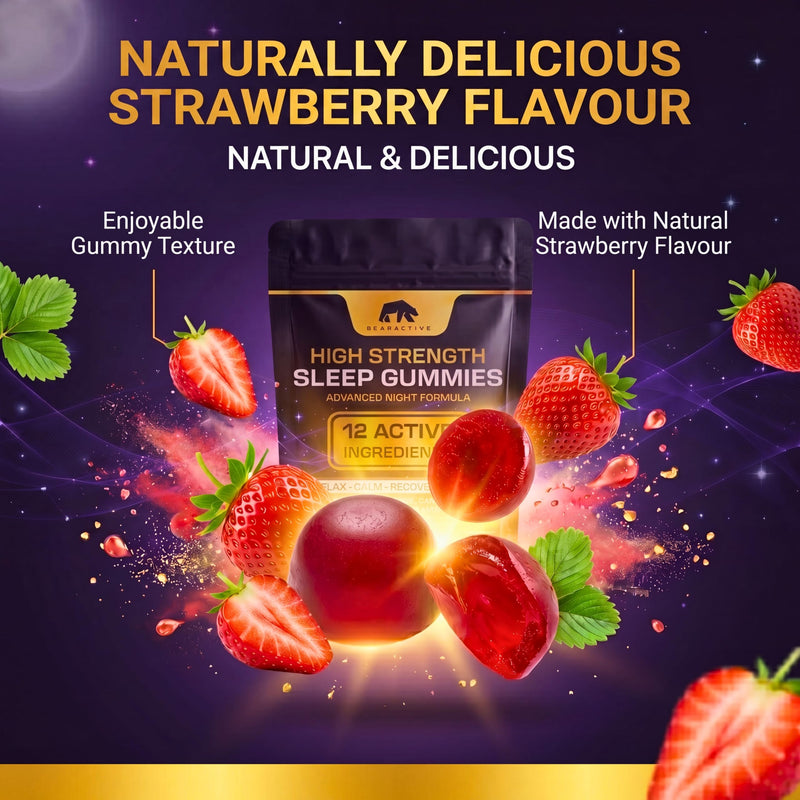 Sleep Gummies for Adults – Magnesium Glycinate Gummy with L Theanine, Ashwagandha – 12 Active Ingredients – Vegan Sugar Free Strawberry Flavour – 30 Day Supply