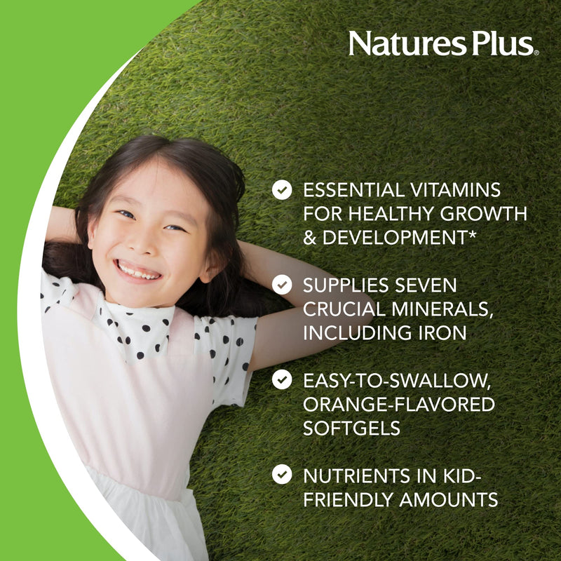 NaturesPlus Children’s Vita-Gels Multivitamin, Natural Orange Flavor - 90 Softgels - Gluten Free - 90 Servings 90 Count (Pack of 1)