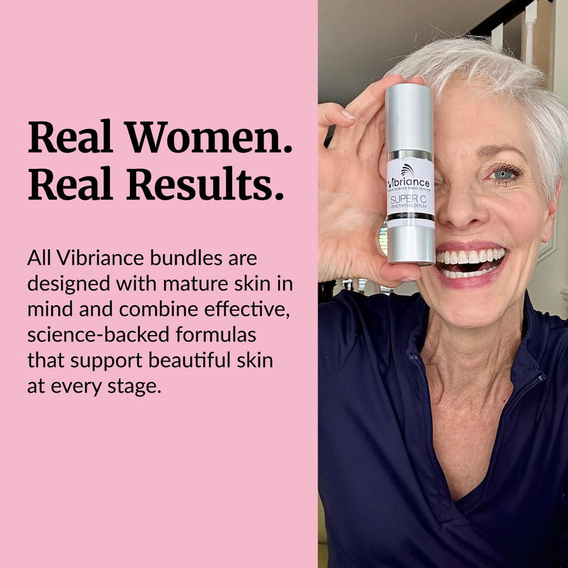 Vibriance Simple Skincare Essentials Bundle | Super C Vitamin Serum, Sheer Zinc Sunscreen SPF 50 Skin Care Set - Nourish, Protect, Illuminate
