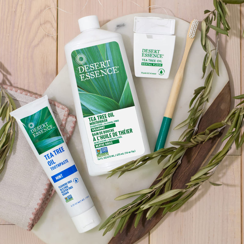 [Australia] - Desert Essence Tea Tree Oil Toothpaste - Mint - 6.25 Oz - Pack of 2 - Refreshing Taste - Deep Cleans Teeth & Gums - Helps Fight Plaque - Sea Salt - Pure Essential Oil - Baking Soda 12.5 Ounce (Pack of 1) 