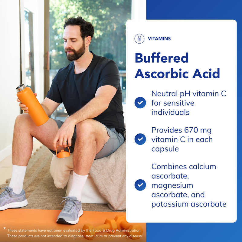 Pure Encapsulations Buffered Ascorbic Acid - Gentle Vitamin C 670mg - with Calcium Ascorbate, Magnesium Ascorbate and Potassium Ascorbate - 30 Capsules 30 count (Pack of 1)