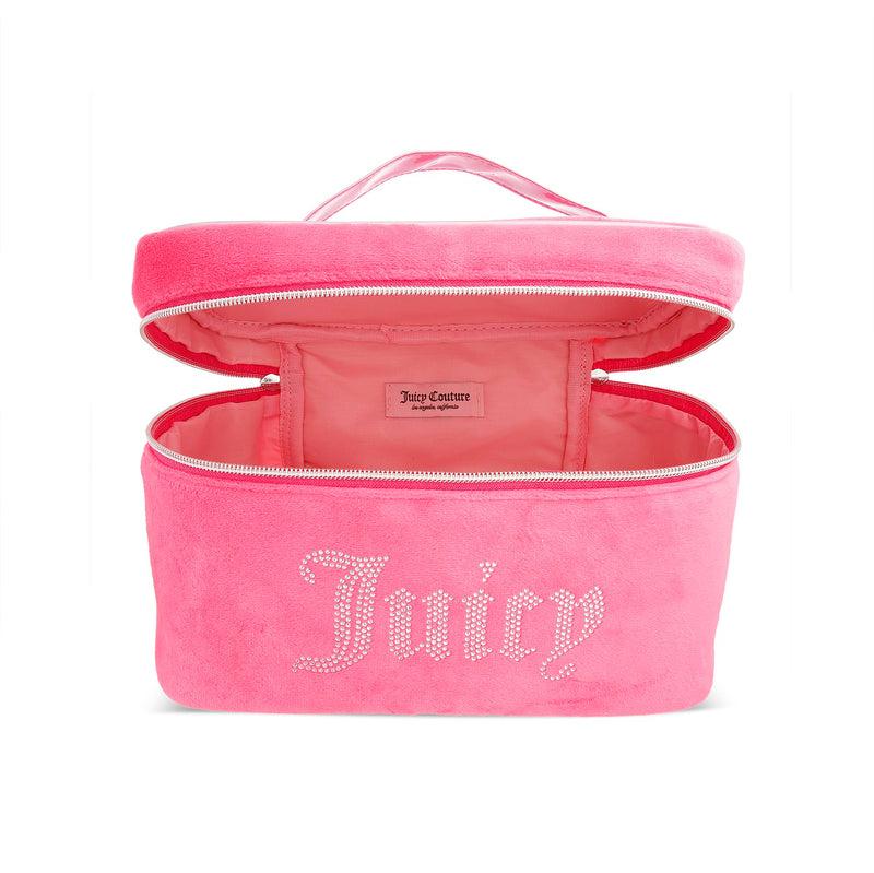 Juicy Couture Pink Rhinestones Makeup Bag Cosmetics Organizer Travel Essentials Set