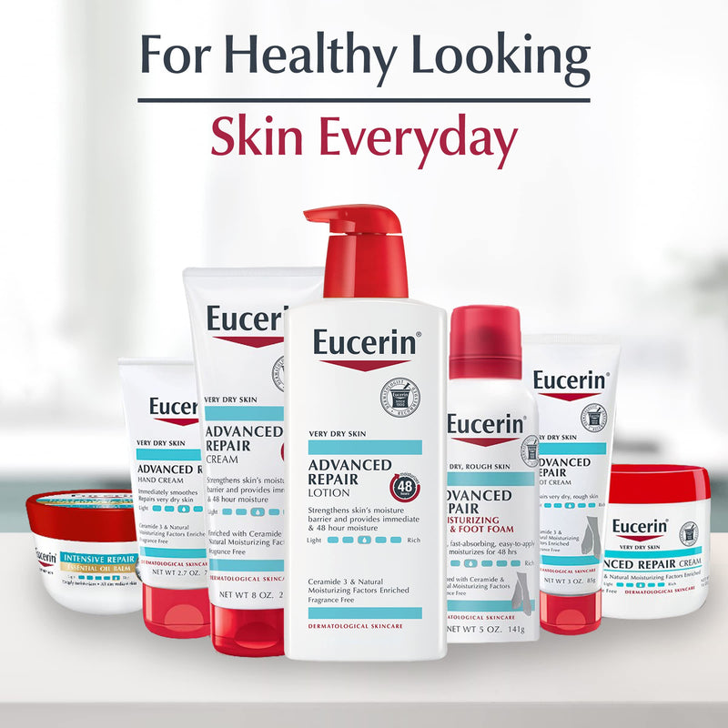 Eucerin Advanced Repair Foot Cream with Urea, Mulitpack, 3 x 3 OZ | Fragrance Free Foot Cream for Dry Feet, with Urea, Ceramide and NMF, Repairs Rough Skin, Smoother Feet and Heels, Travel Size