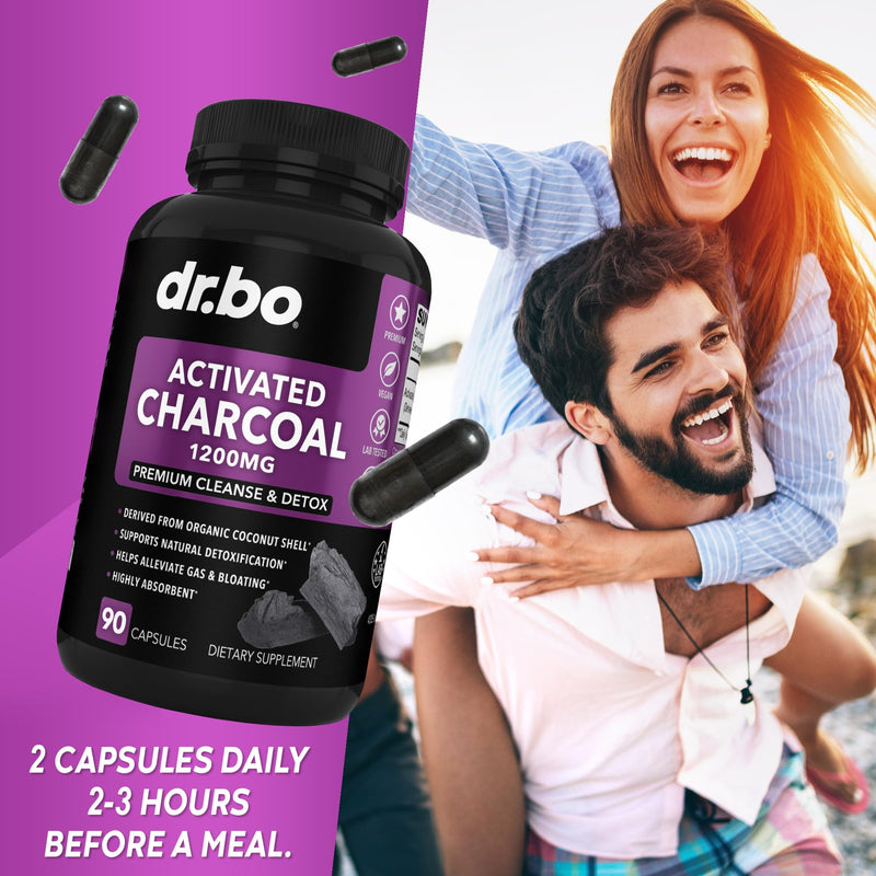 [Australia] - Activated Charcoal Capsules Cleanse Detox - 1200mg Organic Coconut Charcoal Pills for Stomach Gas and Bloating Relief for Men Women Kids - Active Charcoal Capsules Powder Binder Supplements for Gut 