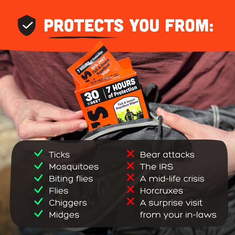 [Australia] - Ben's Tick & Insect Repellent Wipes - 30% DEET for Mosquitoes, Ticks & More - Up to 7 Hours of Protection - Alcohol- & Fragrance-Free - 12 Wipes (4 Pack) 