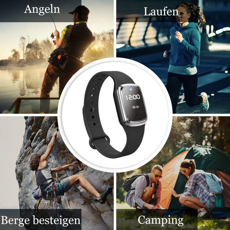 [Australia] - Feloyal Mosquito Repellent Bracelets, Rechargeable USB Ultrasonic Waterproof Anti-Mosquito Watch for Indoor and Outdoor Use, Suitable for Adults and Children (Black) 