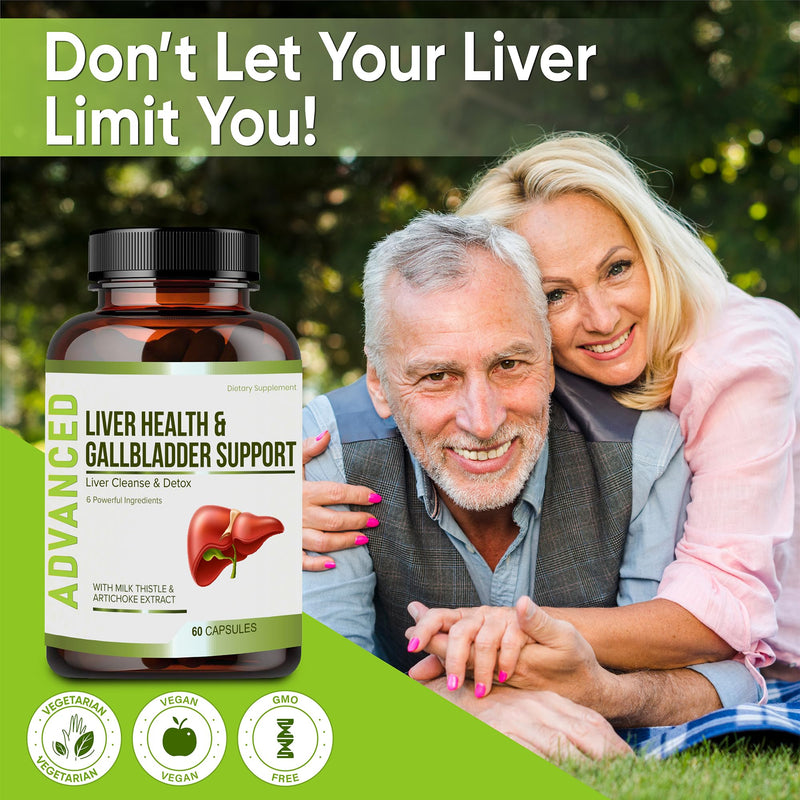 Liver Cleanse Detox & Repair and Gallbladder Supplements - Liver Health Formula to Support Liver Renew with Artichoke Extract, Milk Thistle, Dandelion Leaf. Liver Detox Supplements for Liver Support.