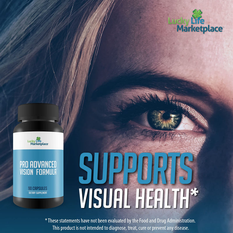 Pro Advanced Vision Formula - Eye Health Support Supplement - Aid Healthy Vision & Visual Acuity - Help Reduce Eye Strain & Blurred Vision - Promote Healthy Eyes with 20+ Vitamins, Minerals, & Herbs