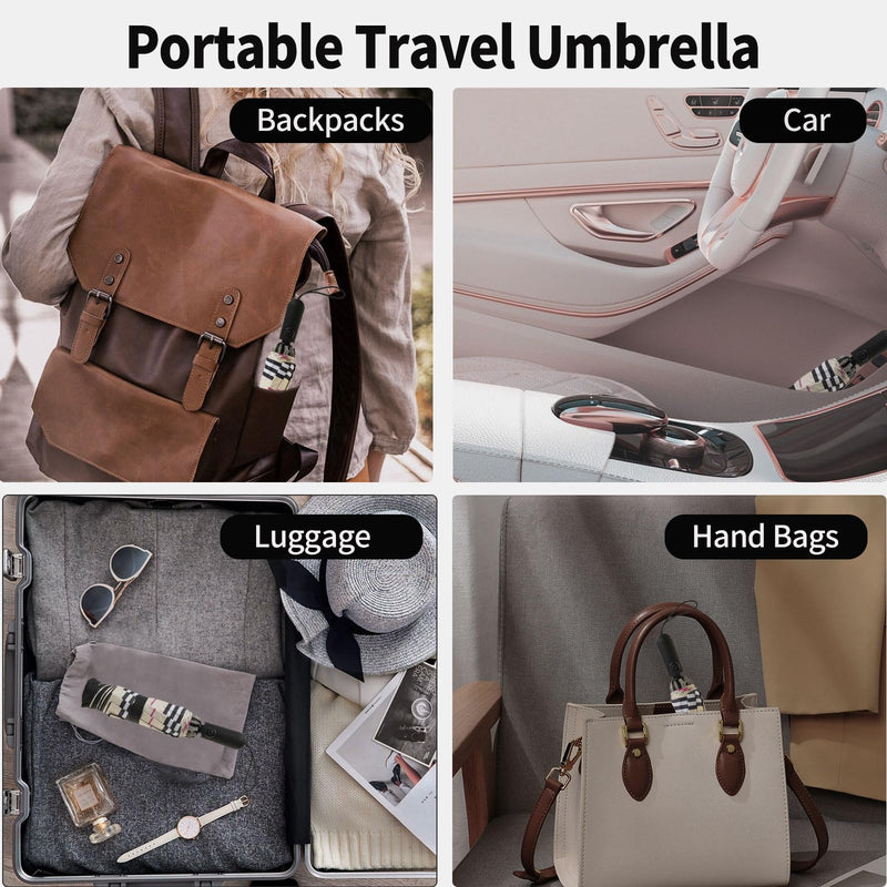 ZDSSM Umbrella Travel Large Windproof Inverted Umbrellas for Rain Portable Automatic Small Compact Reverse Folding Umbrellas for Women Men (Yellow Plaid & Blue Diamond)