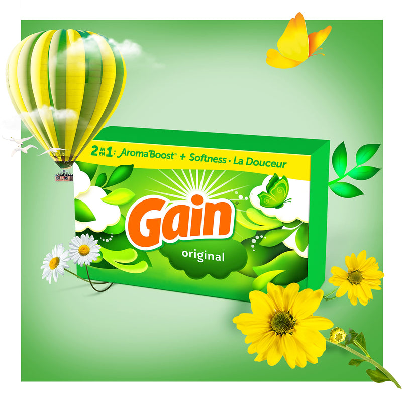[Australia] - Gain Dryer Sheets Laundry Fabric Softener, Original Scent, 240 Count 240 Count (Pack of 1) 