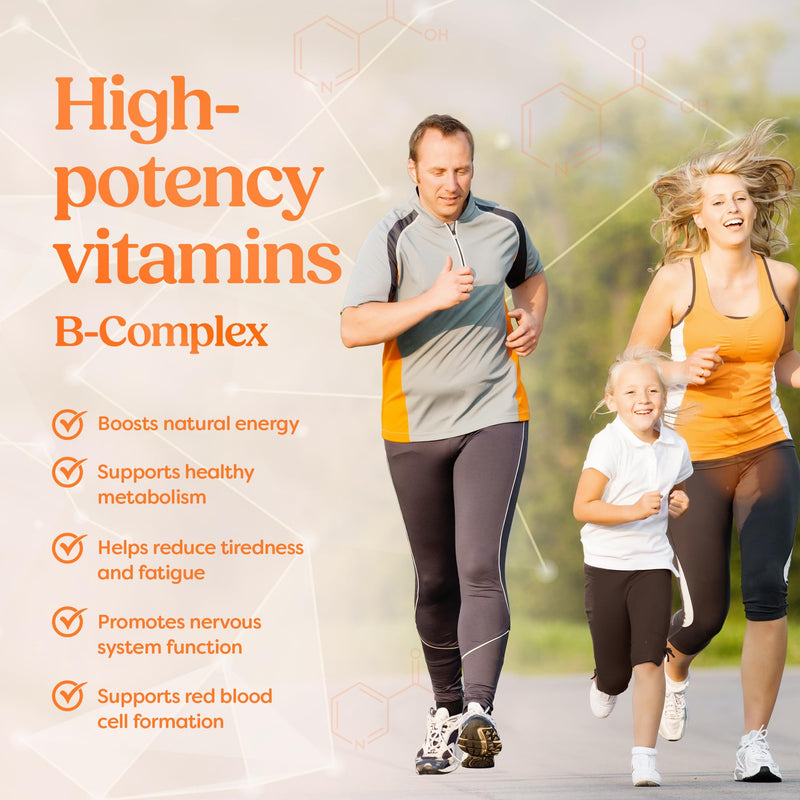 Vitamin B-50 Complex High Strength – Complete B-Vitamin Formula for Energy, Metabolism & Nervous System Support – 60 Vegan Capsules – Made in UK