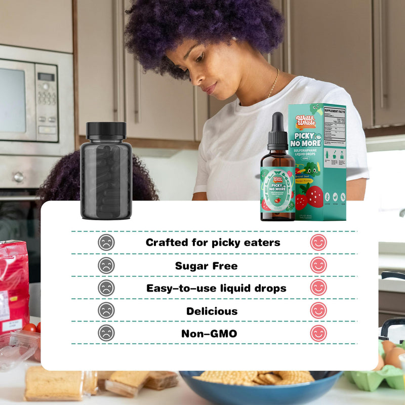 [Australia] - Well&Whole Sulforaphane Supplement Kids Liquid, Broccoli Sprout Extract, Appetite* Booster and Healthy Eating Habits, Broccoli Supplement for Children (1yrs+), Vegan, Sugar-Free, 60mL 