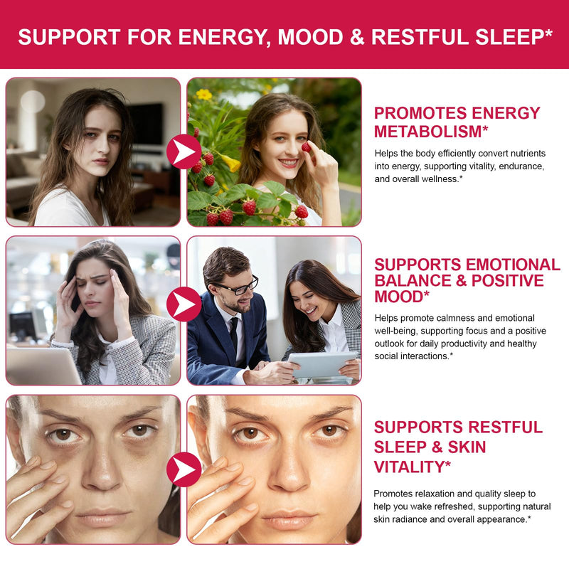 120ct Magnesium Glycinate Gummies,Raspberry Magnesium Gummy for Enhanced Focus, Restful Sleep, Balanced Blood Sugar (600mg Mg Glycinate) with VIT D3, B6 & Coq10 for Sleep Support,Relaxation