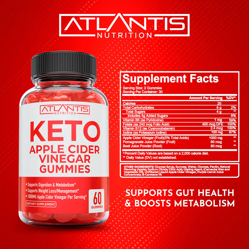 60 Keto Apple Cider Vinegar Gummies Advanced Weight Loss + 60 Ashwagandha Gummies - 1500MG Ashwagandha Per Serving