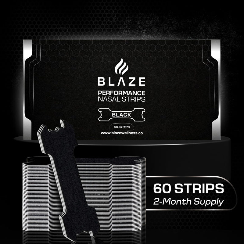 [Australia] - Slim Performance Nose Strips for Breathing (60 Ct) - Oil & Sweat Proof Adhesive - Extra Strength Athletic Nasal Strips for Sleeping - Boosts Oxygen Intake & Drive, Reduces Snoring, Improves Sleep Black 