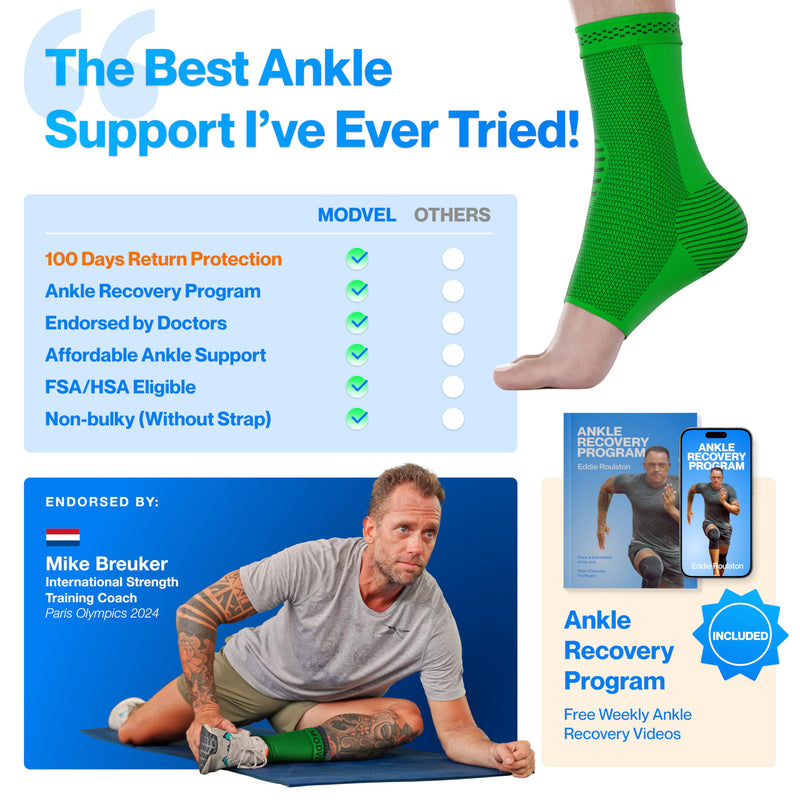 Modvel Foot & Ankle Brace Socks for Sprained Ankle Compression Sleeve - Foot Support for Women & Men - Tendonitis & Arthritis Ankle Brace Sports Running, Torn Ligaments & Women Stabilizing Ankle Wrap