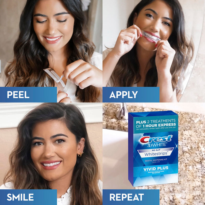 [Australia] - Crest 3D Whitestrips, Vivid Plus, Teeth Whitening Strip Kit, 24 Count (Pack of 1) 