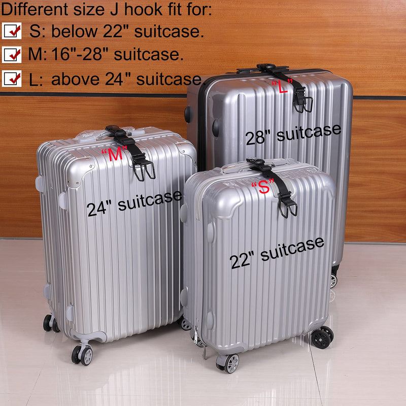 Luggage Hook Strap，J Hook for add a Bag Luggage and Luggage Connector Straps for Connect Your 3 Luggage Together