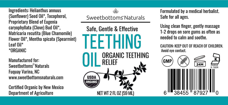 [Australia] - Certified Organic Teething Oil - Ease Teething Discomfort & Sore Gums Quickly & Effectively - Natural Vegan Botanical Ingredients - 2 oz Bottle with Glass Dropper - Baby Teething Relief 