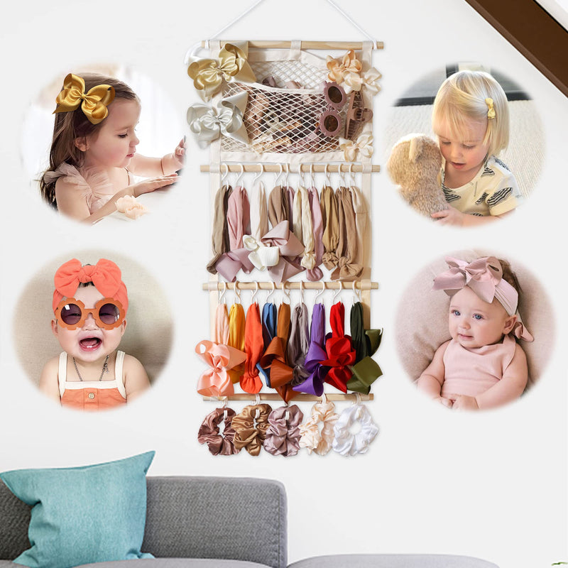 [Australia] - kangaroo Headband Holder Hair Bows Organizer for Baby Girls Large Capacity Bow Holder Hair Accessories Wall Hanging Organizer for Toddler Baby Girl Nursery Room Decor (White) White 