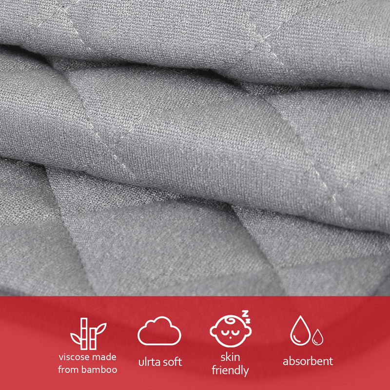 [Australia] - Diaper Changing Pad Liner Non-Slip, Waterproof Terry Mat, Quilted Absorbent Bassinet Liners Washable, 3 Pack 13"x 26" Reusable Portable Changing Table Pad Rectangle Grey Gray 