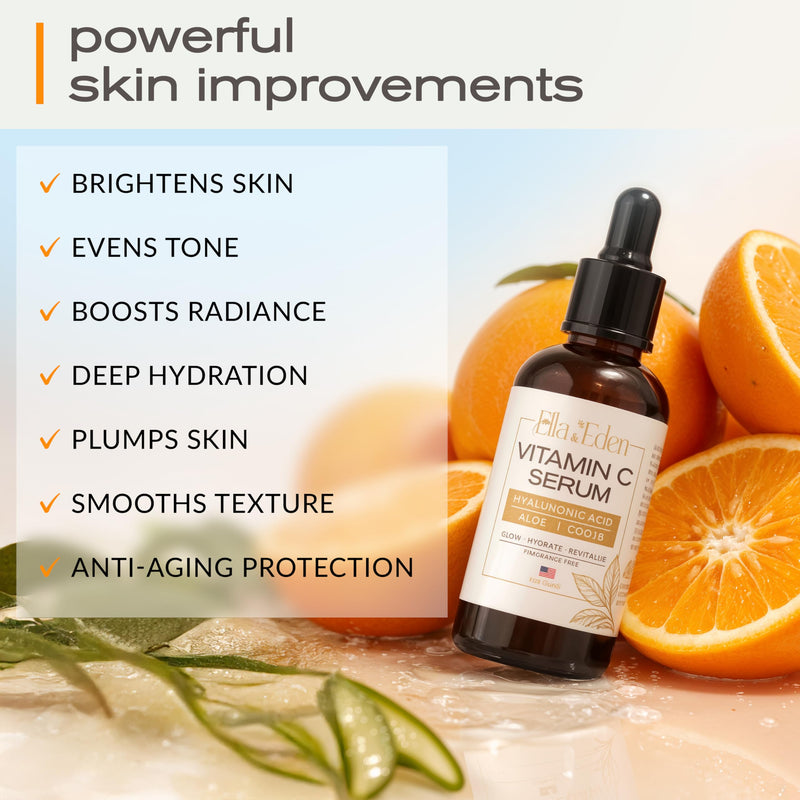 Vitamin C Serum for Face with Hyaluronic Acid, CoQ10 & Aloe Vera, 1 Fl Oz | Vitamin E, CoQ10, Anti-Aging & Skin Brightening, USA Made, Paraben-Free, Fragrance-Free, 1 Fl Oz