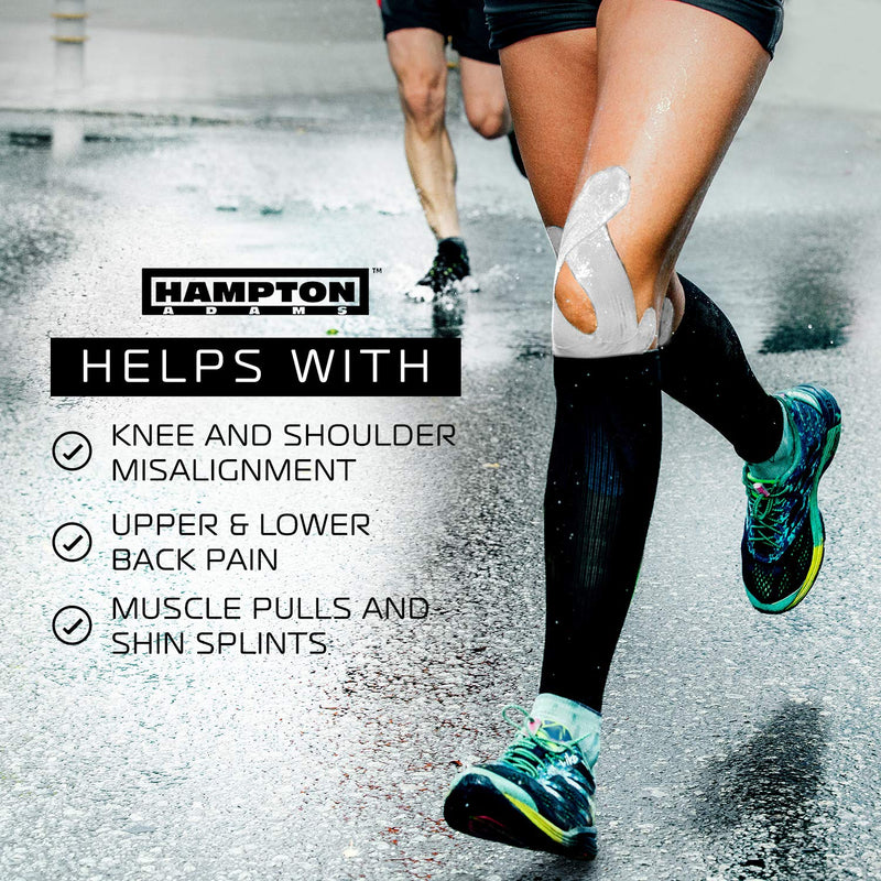 [Australia] - Hampton Adams | Official BJJ Partner | As Seen on Shark Tank | Kinesiology Tape Bulk Roll (135ft) | Muscle Joint Support for Knees Shoulders Back Plantar Fasciitis | Waterproof 1-Pack White 