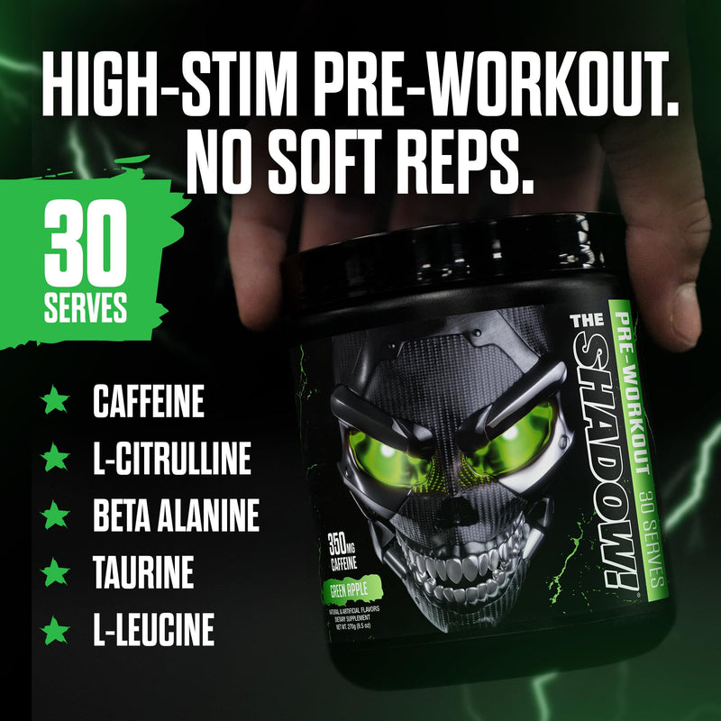 JNX Sports The Shadow! 350mg of Caffeine Hard Core Preworkout - Strawberry Pineapple 30 Servings | Electric Energy, Mental Focus & Superhuman Strength for Men & Women 30 Servings (Pack of 1)