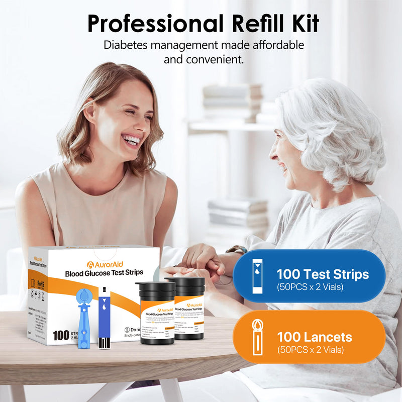 [Australia] - G-426 Blood Glucose Monitor Kit - 100 Test Strips and 100 Lancets for Home Use, 500 Memory, Glucometer with Control Solution, No Coding, Diabetes Testing, Blood Glucose Monitoring System 