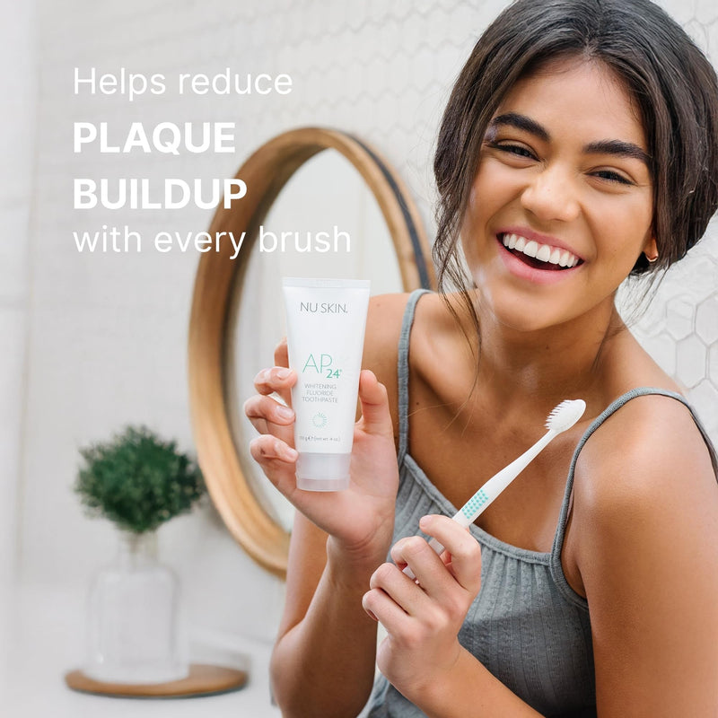 [Australia] - Nu Skin AP 24 Whitening Fluoride Toothpaste | AP 24 Blend | Vanilla Mint Flavor | Brightens Teeth | Removes Surface Stains | Prevents Dental Cavities & Plaque | Enamel-Safe | 4 oz | 1 Pack 4 Ounce (Pack of 1) 