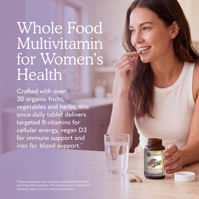 Garden of Life Organics Multivitamin for Women - Women's Once Daily Multi - Whole Food Multi with Iron, Biotin, Vegan Organic Womens Multivitamin for Health, Energy Hair Skin and Nails, 60 Tablets | Women's Once Daily, Whole Food Multi with Iron, Bioti...